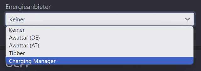 
                           Screenshot Auswahl des Energieanbieters
                        
